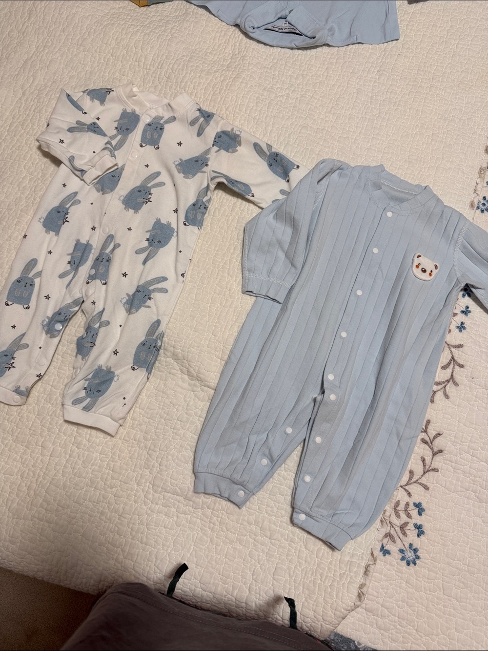 Baby Blue Ribbed One-Piece 2 sets - 12 months